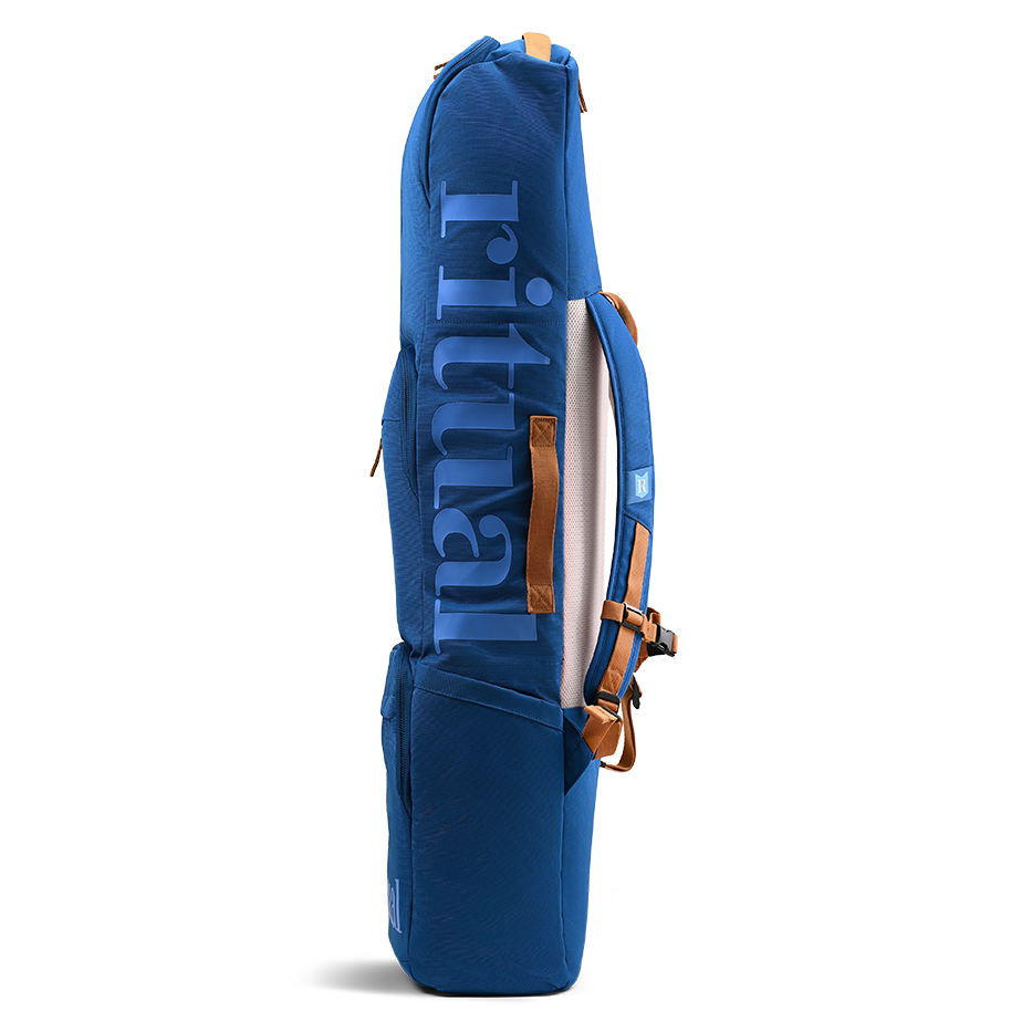 Ritual Mission combo hockey bag blue with visible brand logo, right side view