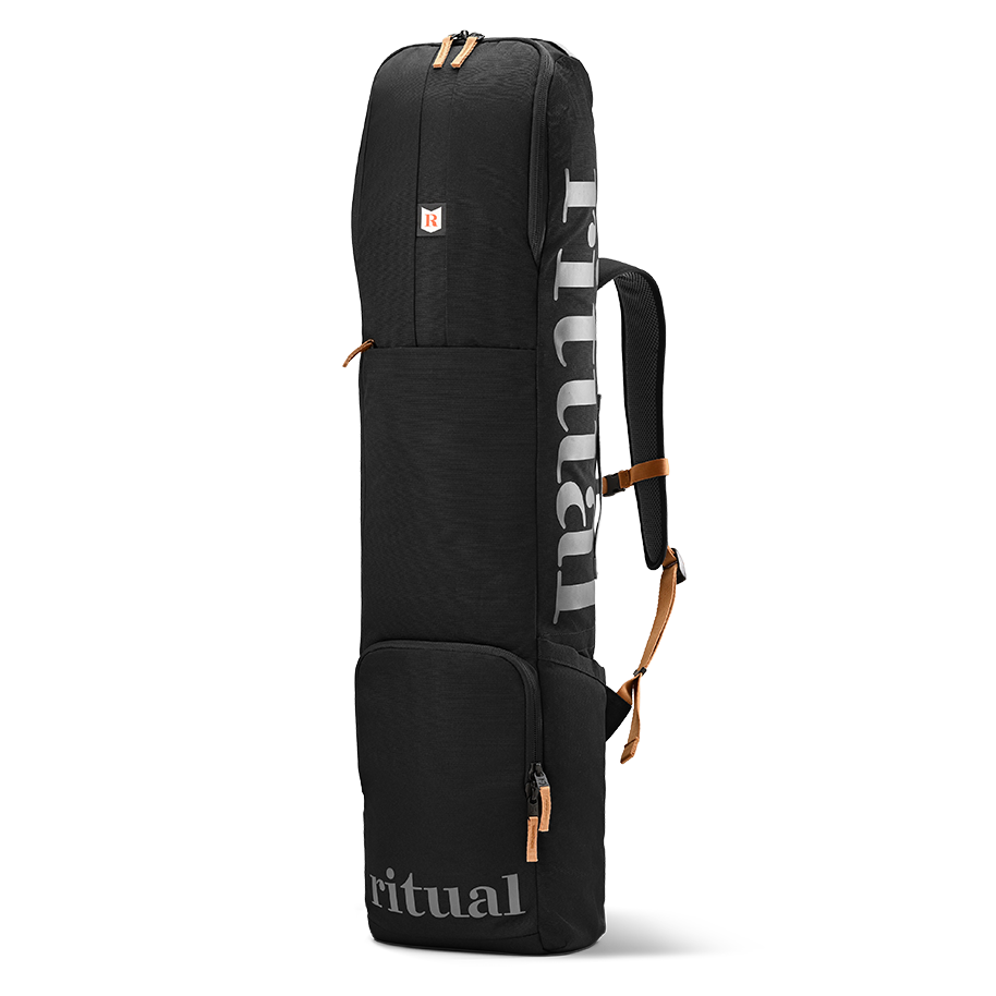 Ritual Tactic combo hockey bag black with branding, front and right side  view